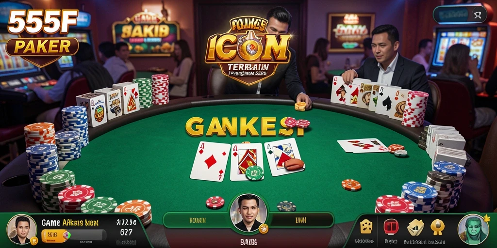 Tampilan gameplay Poker yang seru dan menarik di 555F.