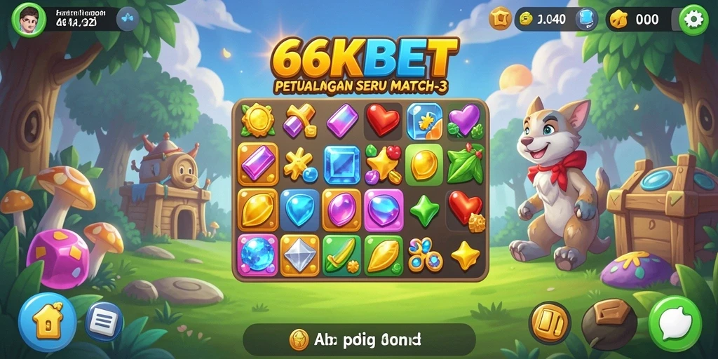 Tampilan gameplay 66KBET yang seru dan menantang di Match-3.