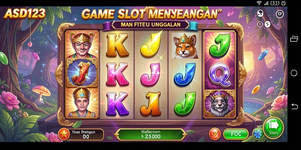 Tampilan layar utama <strong>ASD123</strong> dengan simbol Slot yang berwarna-warni dan menarik.