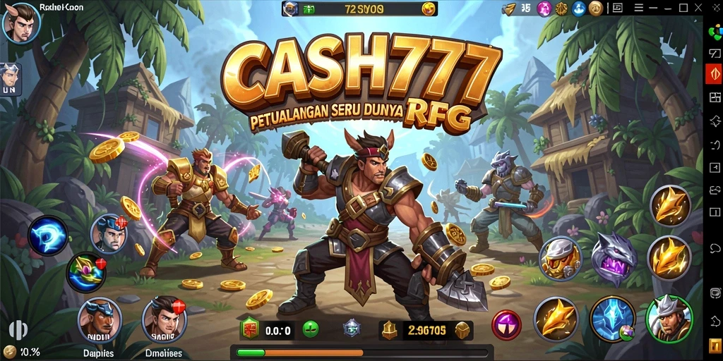 Screenshot menunjukkan aksi seru dalam <strong>CASH777</strong> dengan pertarungan RPG yang mendebarkan.