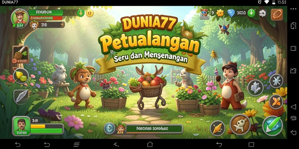 Screenshot gameplay DUNIA77 menampilkan kebun yang indah dan memikat.