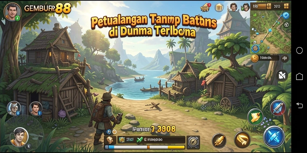 Screenshot menampilkan aksi petualangan seru dalam dunia terbuka GEMBUR88.
