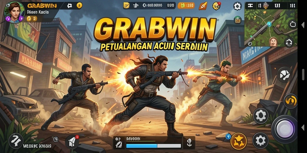 Tampilan gameplay action GRABWIN yang seru dan menegangkan.
