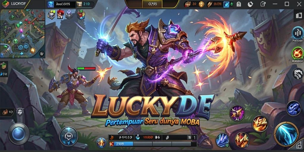 Gameplay seru dengan aksi pertempuran intens MOBA LUCKYDF.