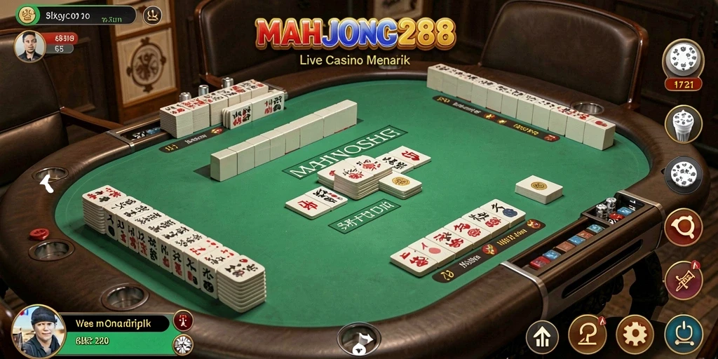 Screenshot MAHJONG288 menunjukkan dealer langsung dan gameplay yang dinamis di Live Casino.