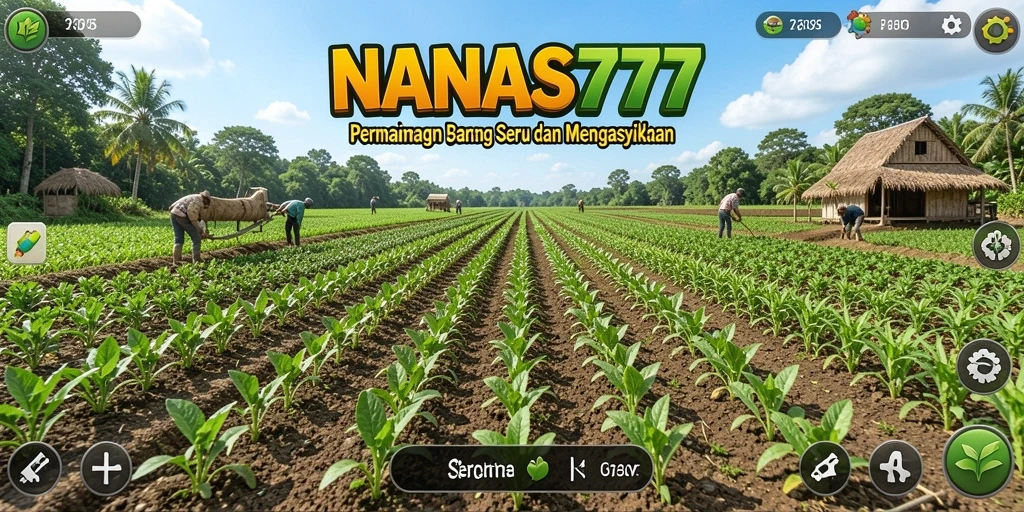 Gameplay NANAS777 menunjukkan suasana berkebun yang indah dan interaktif.
