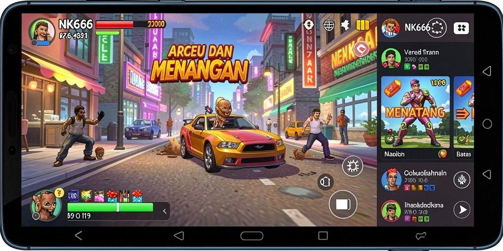 Screenshot NK666 menunjukkan aksi gameplay arcade yang mendebarkan.