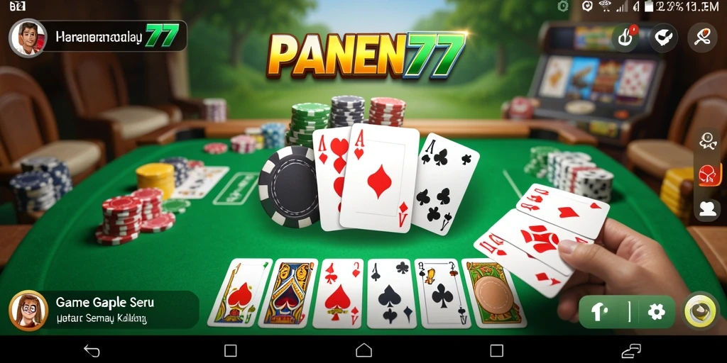 Gameplay seru PANEN77 dengan pemain lainnya dalam permainan Gaple.