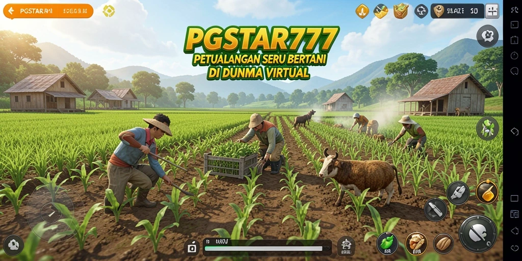 Tangkapan layar gameplay PGSTAR777 menampilkan aktivitas bertani yang seru dan interaktif.