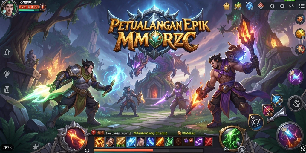 Tampilan dinamis gameplay RPRR dalam dunia MMORPG yang luas.