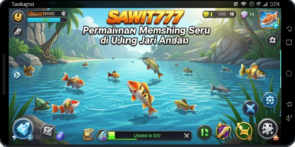 Tangkapan ikan berwarna cerah dalam gameplay SAWIT777.