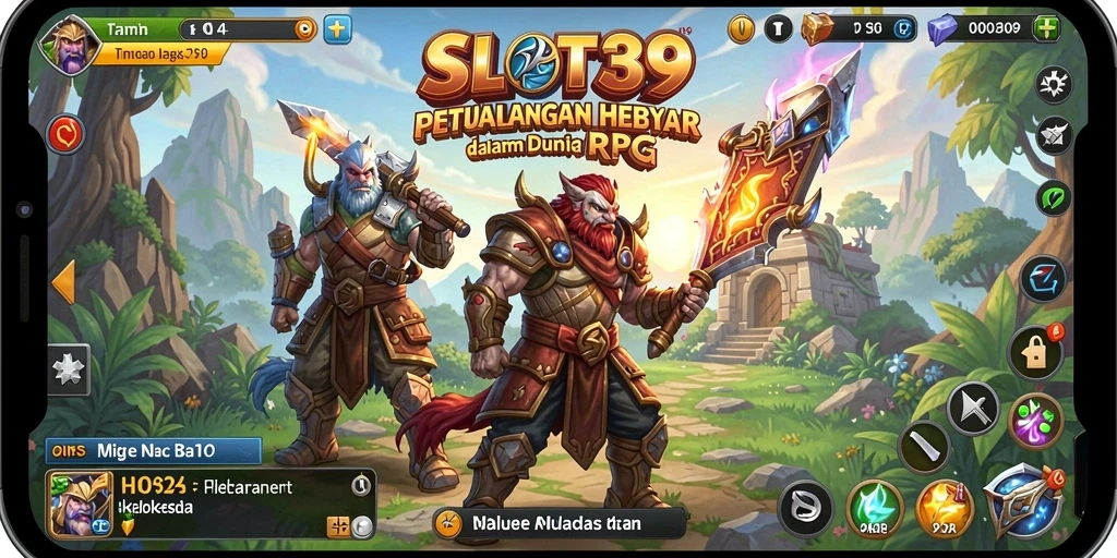 Tangkapan layar gameplay SLOT39 dengan aksi pertarungan RPG yang mendebarkan.