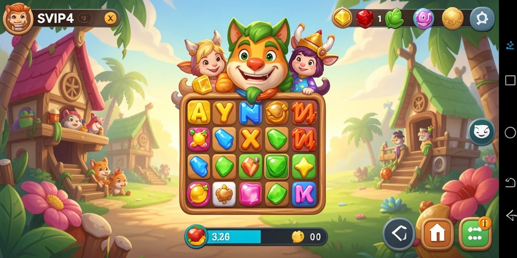 Tangkapan layar menunjukkan gameplay seru SVIP4 dalam Match-3.