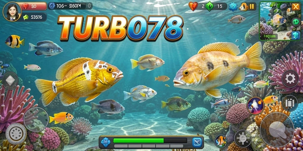 Tampilan gameplay Tembak Ikan yang penuh warna dan seru di TURBO78.