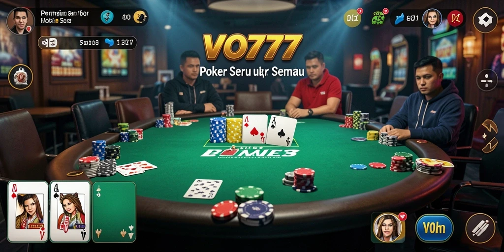 Screenshot VO777 menampilkan sesi permainan Poker yang seru dan mendebarkan.