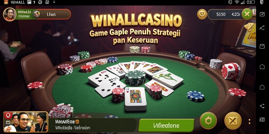 Screenshot dari gameplay WINALLCASINO yang menunjukkan keseruan bermain Gaple.